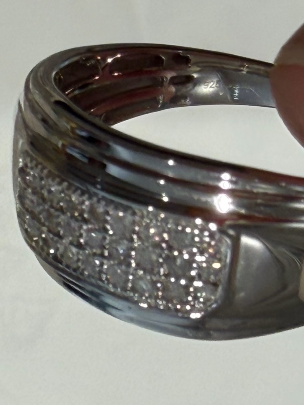 Sterling Silver 1/5 CT Diamond Men's Ring Silver size 10 - Picture 9 of 11